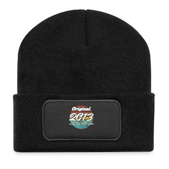 13e anniversaire 2013 cadeau garçons et filles - Beanie recyclé à patch - noir - Devant