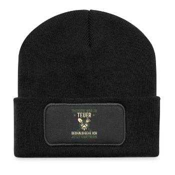 Gärtner Therapie Lustiger Spruch Garten Geschenk - Recycelte Patch Beanie - Schwarz - Vorne