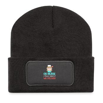 Schwangerschaft Krankenhaus Krankenschwester - Recycelte Patch Beanie - Dunkelgrau - Vorne