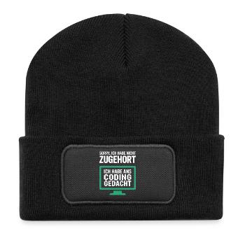 Thoughts instead of hearing on the pixel monitor - Recycled Patch Beanie - black - Front