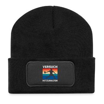 Padel Game TRY TO KEEP UP Retro Funny - Recycled Patch Beanie - black - Front