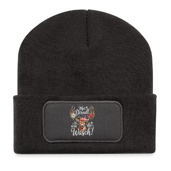 Ersatz Dirndl Shirt Damen Trachtenshirt Oberteil - Recycelte Patch Beanie - Dunkelgrau - Vorne