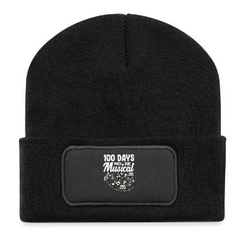 100 Tage Musikalischer Musiklehrer Design - Recycelte Patch Beanie - Schwarz - Vorne