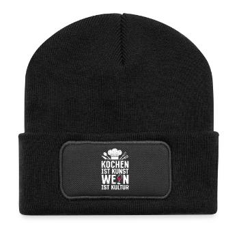 Chef COOKING IS AN ART WINE IS CULTURE - Recycled Patch Beanie - black - Front