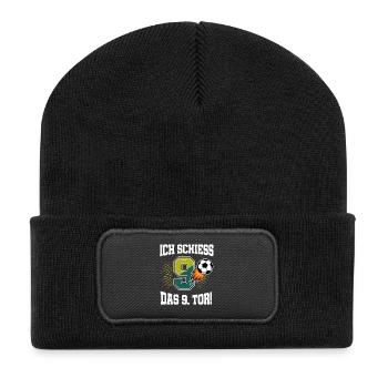 I Shoot 9th Goal Funny 9th Birthday Football - Recycled Patch Beanie - black - Front