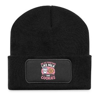 Milk and Cookies Best Friends Kawaii Design - Beanie recyclé à patch - noir - Devant