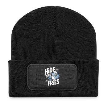 Blague sur l’oiseau Cache tes frites - Beanie recyclé à patch - noir - Devant