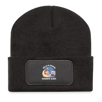 Koreanisches Drama K-Drama Liebhaber Kdrama - Recycelte Patch Beanie - Dunkelgrau - Vorne