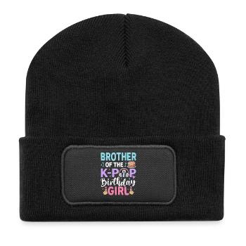 Brother Of The K-Pop Birthday Girl - Recycelte Patch Beanie - Schwarz - Vorne