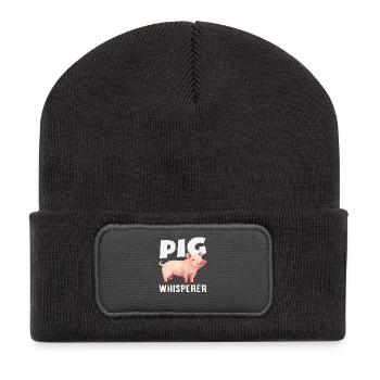 Schweineflüsterer Lustiges Bauer Landwirt - Recycelte Patch Beanie - Dunkelgrau - Vorne