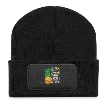 Be A Pineapple Stand Tall Wear A Crown Quote Art - Recycled Patch Beanie - black - Front