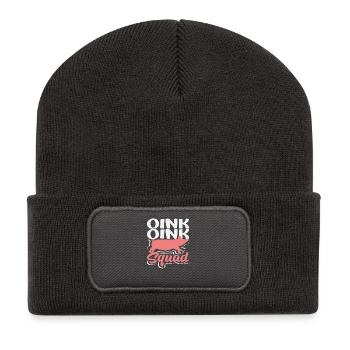 Oink Oink Squad Schwein Silhouette Team Crew - Recycelte Patch Beanie - Dunkelgrau - Vorne