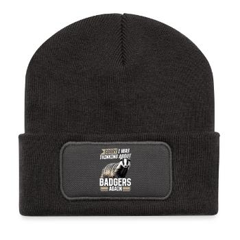 Blaireau animal drôle - Beanie recyclé à patch - charbon - Devant