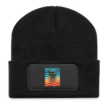 Beach jellyfish with sunglasses - Recycled Patch Beanie - black - Front