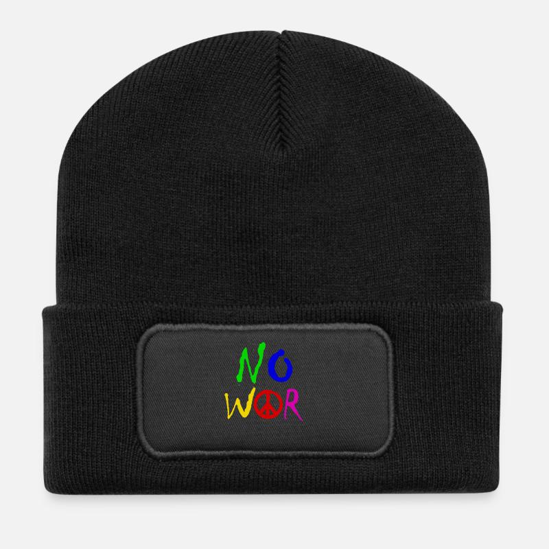 NO WAR – Statement for peace against war - Recycled Patch Beanie - black