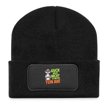 Guck Mich Nicht In Diesem Ton An Frech Büro Spruch - Recycelte Patch Beanie - Schwarz - Vorne
