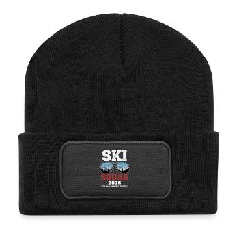 Ski Squad 2026 Skiurlaub - Recycelte Patch Beanie - Schwarz - Vorne