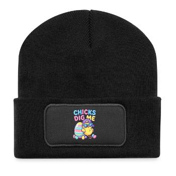 Les filles aiment moi - Beanie recyclé à patch - noir - Devant