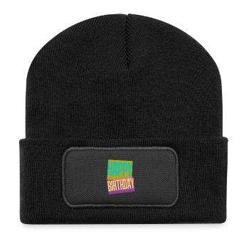 Happy Birthday - Recycelte Patch Beanie - Schwarz - Vorne