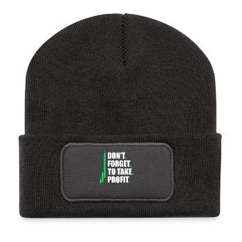 Take profit Aktienmarkt Börse Trader - Recycelte Patch Beanie - Dunkelgrau - Vorne