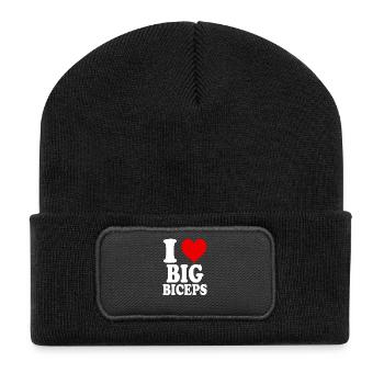 I Love Big Biceps Funny GYM Fitness Gym - Recycled Patch Beanie - black - Front