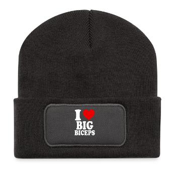 Ich liebe große Bizeps, lustige GYM, Fitnessstudio, Fitnessstudio, - Recycelte Patch Beanie - Dunkelgrau - Vorne
