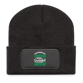Transplantation hépatique Don d’organes - Beanie recyclé à patch - charbon - Devant