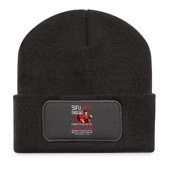 Wing Chun Holzpuppen-Training Kampfsport-Flügel - Recycelte Patch Beanie - Dunkelgrau - Vorne