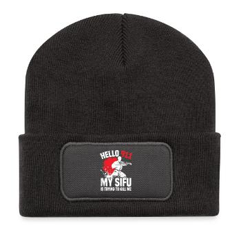 Wing Chun Kostümlehrer Kung-Fu-Flügel - Recycelte Patch Beanie - Dunkelgrau - Vorne