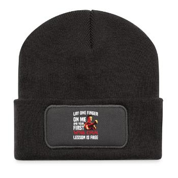 Wing Chun Kung Fu Trainingsstunde Lehrer Wing - Recycelte Patch Beanie - Dunkelgrau - Vorne