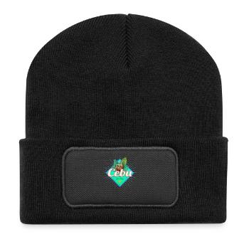 Cebu Insel Philippinen Kokosnuss Retro Souvenir - Recycelte Patch Beanie - Schwarz - Vorne