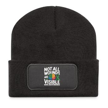 Not All Wounds Are Visible – Mental Health - Recycled Patch Beanie - dark grey - Front