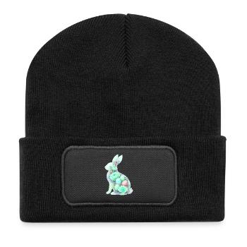 Hase Ostern Aquarell - Recycelte Patch Beanie - Schwarz - Vorne