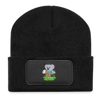 Koala Painter Brush Painting - Recycled Patch Beanie - black - Front