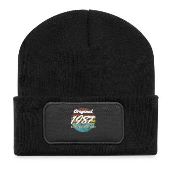 39. Geburtstag Mann Frau 4 Jahre 1987 Geschenk - Recycelte Patch Beanie - Schwarz - Vorne