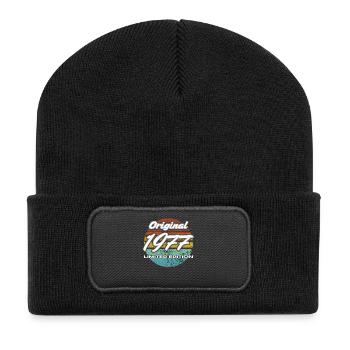 49e anniversaire Homme Épouse 4 ans 1977 Cadeau - Beanie recyclé à patch - noir - Devant
