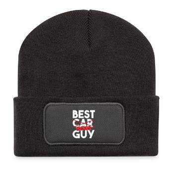 Bester Skifahrer-Typ lustige Wintersport-Korrektur - Recycelte Patch Beanie - Dunkelgrau - Vorne