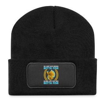 Bettafischbesitzer Aquarist Fischhalter Siamese - Recycelte Patch Beanie - Schwarz - Vorne