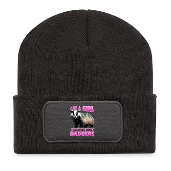 Blaireau animal drôle - Beanie recyclé à patch - charbon - Devant