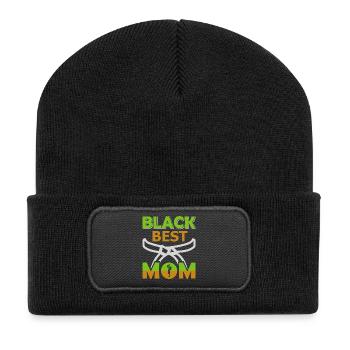 Black Best Mom Shirt Proud Mother Gift - Recycled Patch Beanie - black - Front