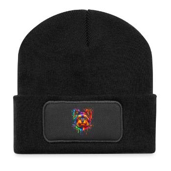 Yorkie | Terrier Pop Art - Recycled Patch Beanie - black - Front