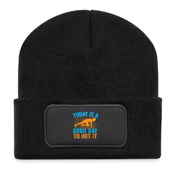 Fitness Fanatics Today A Good Day To Hiit - Recycelte Patch Beanie - Schwarz - Vorne