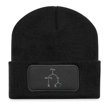 Motivational design about courage and perseverance - Recycled Patch Beanie - black - Front