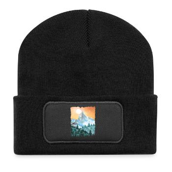 Wandern Berge Wanderung Vintage - Recycelte Patch Beanie - Schwarz - Vorne
