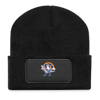 Chemise de dinosaure licorne chihuahua - Beanie recyclé à patch - noir - Devant