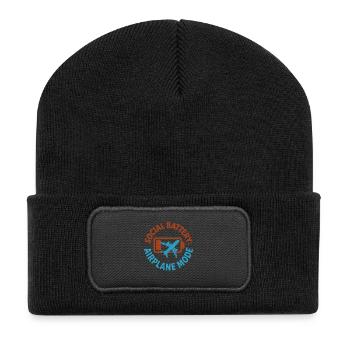 Social Battery Empty | Travel introvert - Recycled Patch Beanie - black - Front