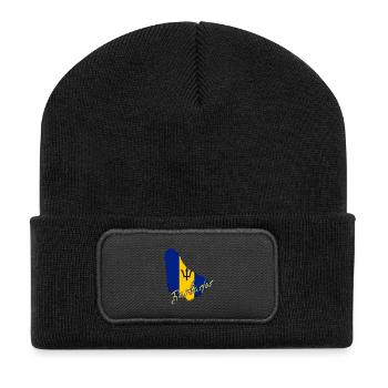 Barbados-Flaggenkarte, ich liebe Barbados - Recycelte Patch Beanie - Schwarz - Vorne