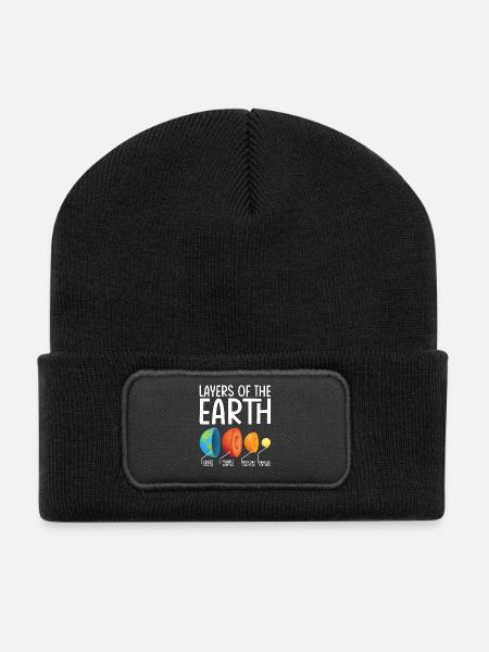Earth Layers Exploded Diagram - Recycled Patch Beanie - black