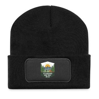 Randonnée Camping, Randonnée en plein air, Montagne nature - Beanie recyclé à patch - noir - Devant