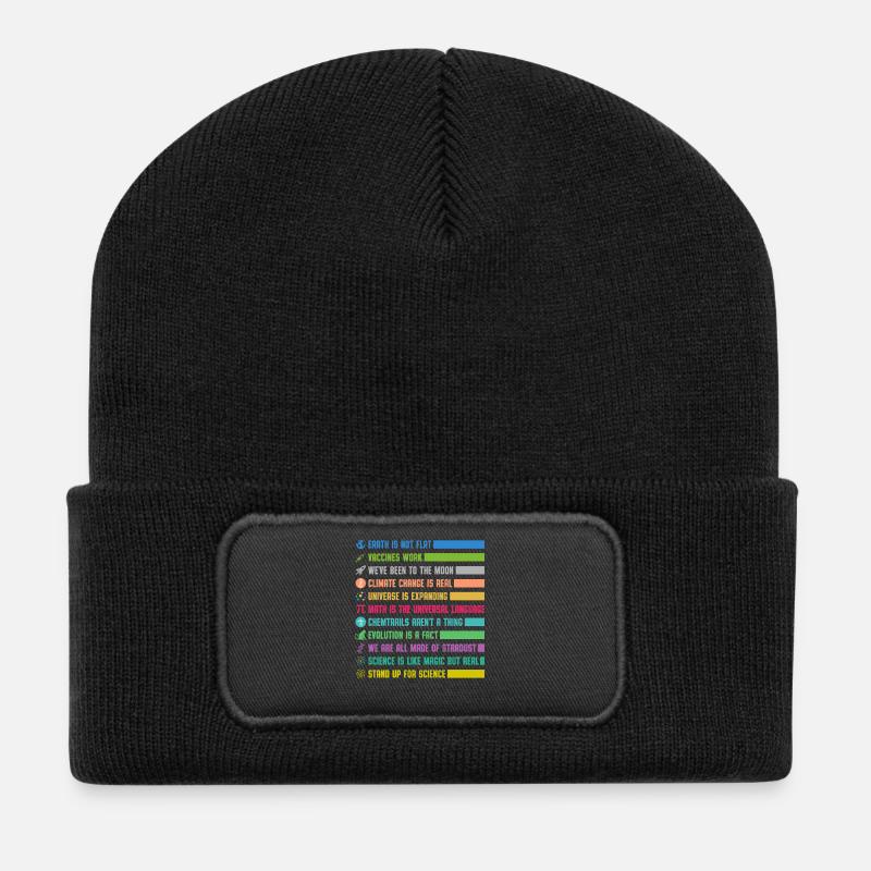 Bunte Wissenschafts Statements - Recycelte Patch Beanie - Schwarz